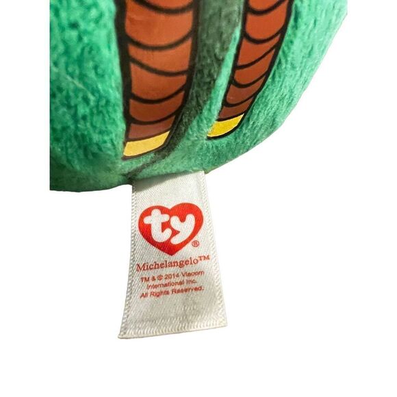 TY TMNT Beanie Baby Ballz MICHELANGELO Plush Stuffed Animal 5\